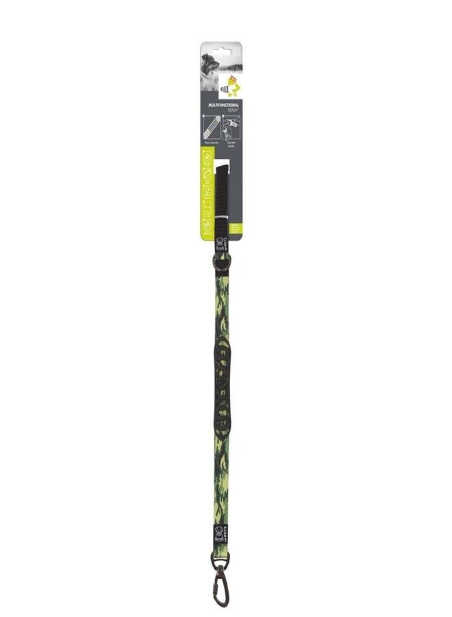 M-PETS Flex Pro Multifunctional Dog Leash with Zero Shock Bungee, Reflective Strips, Safety Lock, Car Seat Belt Buckle, Leash for Walking, Training, Travel, Upto 48kgs, Camouflage